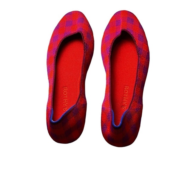 Rothy's The Square Pomegranate Gingham Ballet Flat Size W9.5 NWOB - Picture 7 of 9